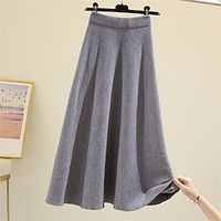 Women's Skirt Long Skirt Midi Camel Wine Amethyst Black Skirts Ruched Fashion Elegant Casual Street Daily One-Size miniinthebox - thumbnail