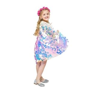 Aqua Princess Mermaid Cloak Kid's Girls' Christmas Festival / Holiday Polyster Rainbow / Blue Easy Carnival Costumes Mermaid World Book Day Costumes miniinthebox