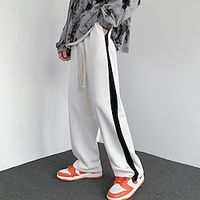 Men's Sweatpants Wide Leg Sweatpants Trousers Pocket Drawstring Elastic Waist Plain Comfort Breathable Outdoor Daily Going out Fashion Casual Black White Lightinthebox - thumbnail
