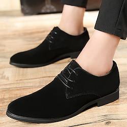 Men's Oxfords Suede Shoes Dress Shoes Walking Business British Gentleman Wedding Office Career Party Evening PU Comfortable Lace-up Black Gray Spring Lightinthebox