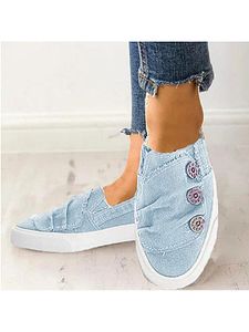 Light Wash Flat Round Toe Casual Sneakers
