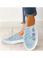 Light Wash Flat Round Toe Casual Sneakers - thumbnail