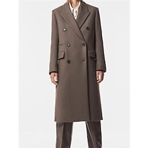 Women's Winter Coat Long Overcoat Double Breasted Lapel Trench Coat Thermal Warm Windproof Jacket Fall Casual Street Outerwear Long Sleeve Fall Winter Brown Lightinthebox