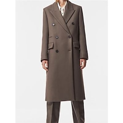 Women's Winter Coat Long Overcoat Double Breasted Lapel Trench Coat Thermal Warm Windproof Jacket Fall Casual Street Outerwear Long Sleeve Fall Winter Brown Lightinthebox