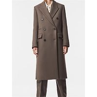 Women's Winter Coat Long Overcoat Double Breasted Lapel Trench Coat Thermal Warm Windproof Jacket Fall Casual Street Outerwear Long Sleeve Fall Winter Brown Lightinthebox - thumbnail