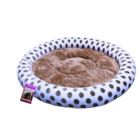 Coco Kindi Brown Dotted White Washable Pizza Fur Bed Size 4-80 x 80 x 13 cm