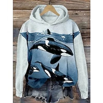 Women's Hoodie Sweatshirt Pullover Graphic Active Sportswear Print White Blue Green Casual Sports Hoodie Long Sleeve Top Micro-elastic Fall  Winter Lightinthebox
