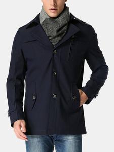Mens Casual Turn-Down Collar Mid-long Thin Trench Coat