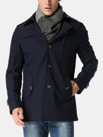 Mens Casual Turn-Down Collar Mid-long Thin Trench Coat - thumbnail