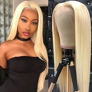 Honey Blonde Color Brazilian 20 inch 13x4Lace Front Human Hair Wigs 613 Bone Straight Lace Frontal Wig For Women Lightinthebox