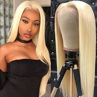 Honey Blonde Color Brazilian 20 inch 13x4Lace Front Human Hair Wigs 613 Bone Straight Lace Frontal Wig For Women Lightinthebox - thumbnail