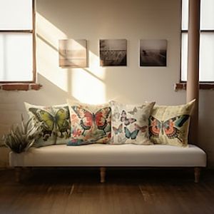 Vintage Butterfly Double Side Pillow Cover 1PC Soft Decorative Square Cushion Case Pillowcase for Bedroom Livingroom Sofa Couch Chair miniinthebox
