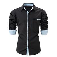 Men's Shirt Dress Shirt Button Up Shirt Black White Pink Long Sleeve Color Block Lapel Spring Fall Wedding Party Clothing Apparel Patchwork Lightinthebox