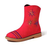 Stripe Spider Embroidery Boots