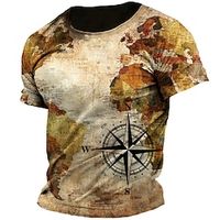Graphic Compass Fashion Designer Casual Men's 3D Print Short Sleeve Shirt T shirt Tee Tee Top Daily Holiday Vacation T shirt Blue Green Khaki Short Sleeve Crew Neck Shirt Summer Clothing Apparel M L Lightinthebox