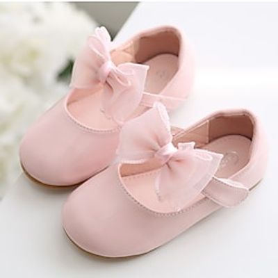 Girls' Flats Mary Jane Flower Girl Shoes Princess Shoes Patent Leather Wedding Dress Shoes Toddler(9m-4ys) Little Kids(4-7ys) Wedding Party Party  Evening Bowknot Light Pink White Fall Spring miniinthebox