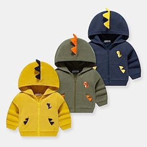 Kids Boys Coat Outerwear Dinosaur Long Sleeve Pocket Coat Daily Cotton Active Cool Yellow Army Green Royal Blue Fall Spring 2-8 Years Lightinthebox