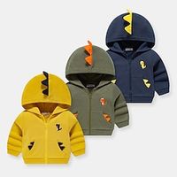 Kids Boys Coat Outerwear Dinosaur Long Sleeve Pocket Coat Daily Cotton Active Cool Yellow Army Green Royal Blue Fall Spring 2-8 Years Lightinthebox - thumbnail