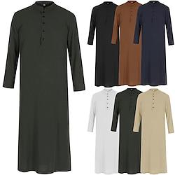 Men's Robe Thobe / Jubba Religious Saudi Arabic Arabian Muslim Ramadan Solid Colored Adults Leotard / Onesie Party Evening Lightinthebox