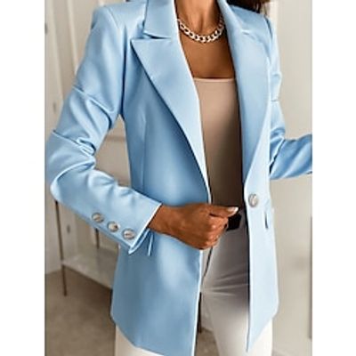 Women's Blazer Office Work Daily Wear Summer Spring Regular Coat Regular Fit Breathable Stylish Contemporary Modern Style Jacket Long Sleeve Solid Color with Pockets Yellow Pink Blue Lightinthebox Women's Blazer Office Work Daily Wear Summer Spring Regular Coat Regular Fit Breathable Stylish Contemporary Modern Style Jacket Long Sleeve Solid Color with Pockets Yellow Pink Blue Lightinthebox