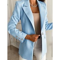 Women's Blazer Office Work Daily Wear Summer Spring Regular Coat Regular Fit Breathable Stylish Contemporary Modern Style Jacket Long Sleeve Solid Color with Pockets Yellow Pink Blue Lightinthebox - thumbnail