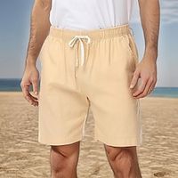 Men's Linen Shorts Summer Shorts Beach Shorts Pocket Drawstring Elastic Waist Plain Comfort Breathable Short Holiday Vacation Beach Hawaiian Boho Dark Brown ArmyGreen Micro-elastic Lightinthebox