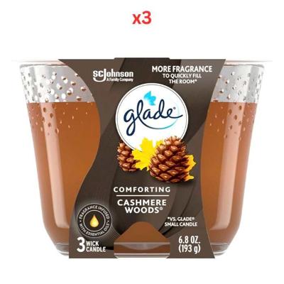 Glade Comforting Cashmere Woods Candle 193G Pack Of 3 Glade Comforting Cashmere Woods Candle 193G Pack Of 3