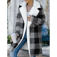 Women's Sherpa jacket Comtemporary Stylish Casual Street Style Print Street Casual Daily Casual Daily Coat Fleece Long Gray Fall Winter Open Front Lapel Regular Fit S M L XL XXL 3XL Lightinthebox - thumbnail