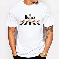 Men's T shirt Other Prints Cartoon Letter Print Short Sleeve Daily Tops Simple White miniinthebox - thumbnail