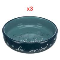 Trixie Ceramic Bowl For Short-Nose Cat Breeds Navy Blue - 15cm (Pack of 3)