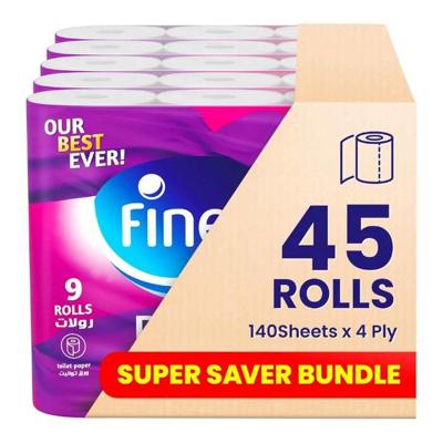 Fine Tissue Toilet Rolled Deluxe + 140X4 Plies (Pack of 45)