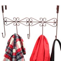 Bathroom Over Door Iron 5 Hooks Rack Hanger Holder For Clothes Coat Hat Bags Hanging