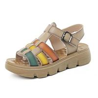 Women's Sandals Gladiator Sandals Roman Sandals Fisherman Sandals Outdoor Daily Vacation Wedge Open Toe Vacation Casual Cowhide Ankle Strap Colorful Black Beige Lightinthebox