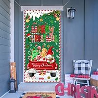 Green Christmas Door Covers Xmas Decoration Backdrop Door Banner for Front Door Farmhouse Christmas Holiday Party Decor Supplies Lightinthebox - thumbnail