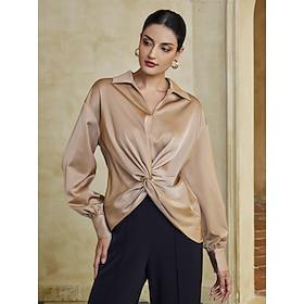 Champagne Twist Lantern Sleeve Casual Shirt