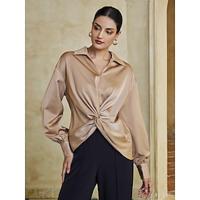 Champagne Twist Lantern Sleeve Casual Shirt