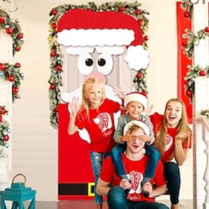 Christmas Santa Door Covers Door Tapestry Door Curtain Decoration Xmas Backdrop Door Banner for Front Door Christmas Holiday Party Decor Supplies miniinthebox