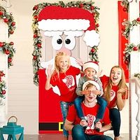 Christmas Santa Door Covers Door Tapestry Door Curtain Decoration Xmas Backdrop Door Banner for Front Door Christmas Holiday Party Decor Supplies miniinthebox - thumbnail