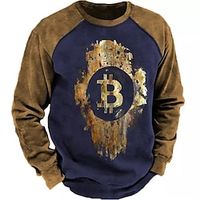 Men's Sweatshirt Pullover Royal Blue Crew Neck Color Block Graphic Prints Bitcoin Patchwork Print Daily Sports Holiday 3D Print Streetwear Designer Casual Spring   Fall Clothing Apparel Hoodies Lightinthebox - thumbnail