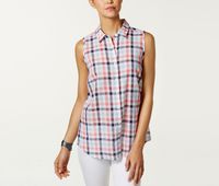 Sleeveless Woven Top Blue/Red/White Sleeveless Woven Top Blue/Red/White