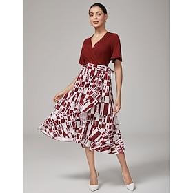 Retro Geometric Cross Tie Dress