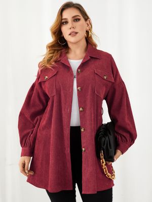 YOINS Plus Size Notch Collar Belt Design Button Design Long Sleeves Coat YOINS Plus Size Notch Collar Belt Design Button Design Long Sleeves Coat