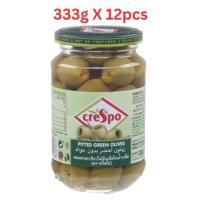 Crespo Pitted Green Olives Jar (Pack Of 12 X 333g)