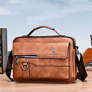 Vintage Leather Crossbody Bag Laptop Shoulder Bags Vintage Men Handbags Large Capacity PU Leather Bag For Men's Business Messenger Bags Tote Bag Lightinthebox