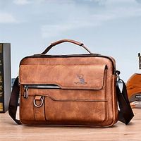 Vintage Leather Crossbody Bag Laptop Shoulder Bags Vintage Men Handbags Large Capacity PU Leather Bag For Men's Business Messenger Bags Tote Bag Lightinthebox - thumbnail