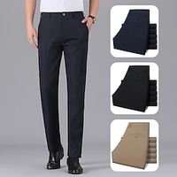 Men's Formal Fashion Dress Pants Chinos Trousers Pocket Pants Business Casual Stretchy Solid Color Comfort Breathable Mid Waist Black Khaki Navy Blue 34 35 36 38 40 Lightinthebox - thumbnail