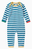 Buttonless Footless Sleepsuit in Striped Cotton Rib Knit Buttonless Footless Sleepsuit in Striped Cotton Rib Knit