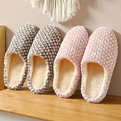 Women's Indoor Plush Lined Flat Slippers, Warm  Comfy Closed Toe Slides Shoes, House Non-slip Shoes Christmas Gift Xmas Gift Lightinthebox