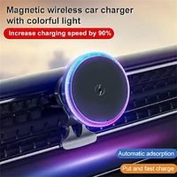 Car Wireless Charger Magnetic Fast Charging Phone Holder with LED Dazzling Atmosphere Light miniinthebox - thumbnail
