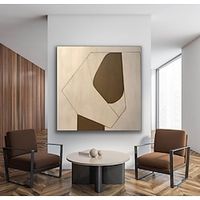 Hand painted Abstract Beige And Gold Painting on Canvas Gold abstract Art Custom Oil Painting Textured Handmade Minimalist Art painting Wall Decoration for home Lightinthebox